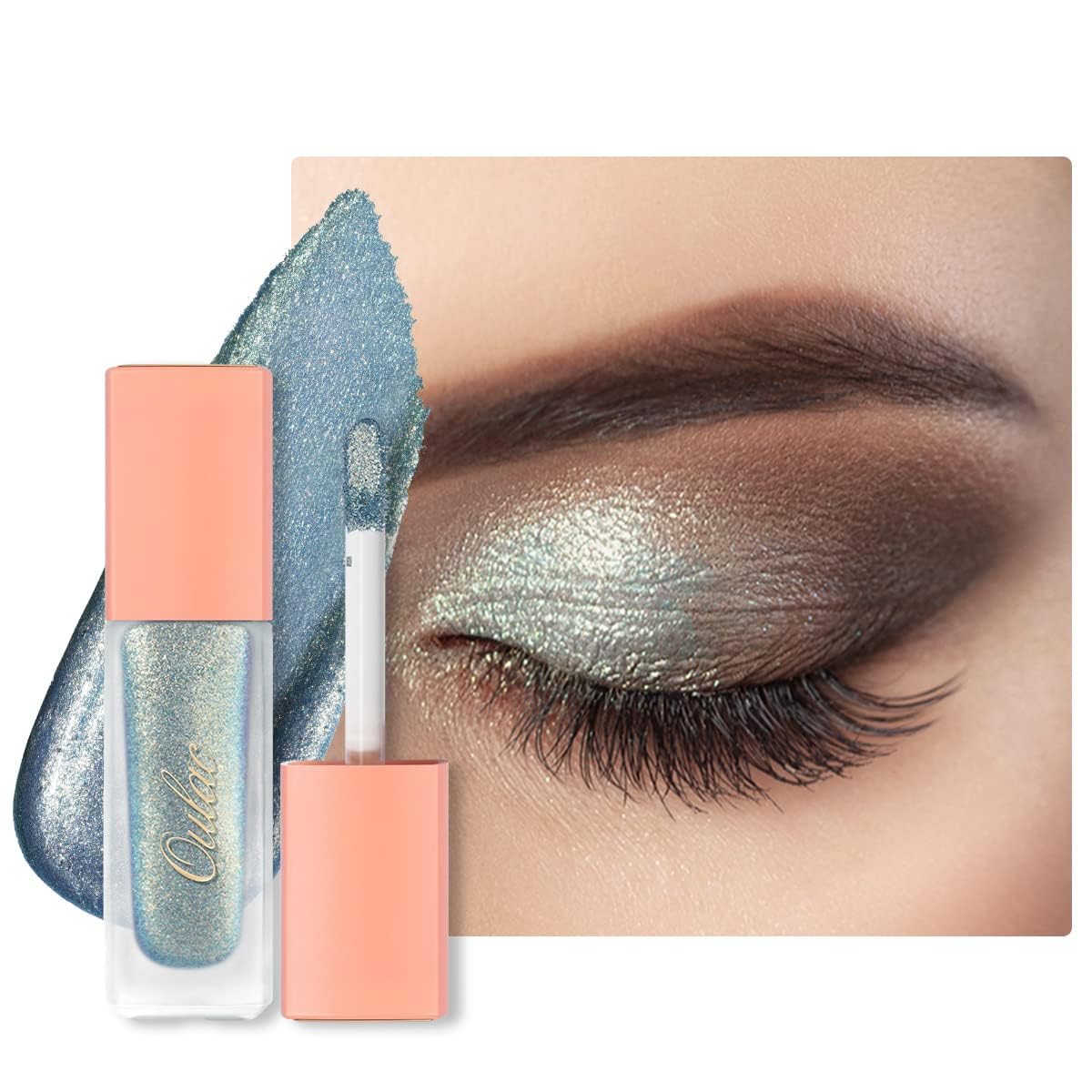 Oulac Liquid Glitter Eyeshadow – Shimmer Eyeshadow & Eyeliner | Shiny Teal with Gold and Emerald Sparkle, Blendable Sparkly Eye Make-up, Crease Resistant, Vegan, 6.8g, Electric Eel (14)