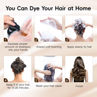 Black Hair Dye Shampoo, Black Hair Dye Shampoo 3-in-1 for Grey Hair, Instant Hair Colour Shampoo for Men and Women, Hair Colour Shampoo, Anti Grey Effect, 500 ml (Chestnut Brown)