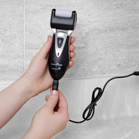 Unleash Supreme Foot Comfort: Rechargeable Callus Remover for Men - 3 Advanced Coarse Rollers, USB Charging, Professional Pedicure Tools by Majestik+ SimplyPedi
