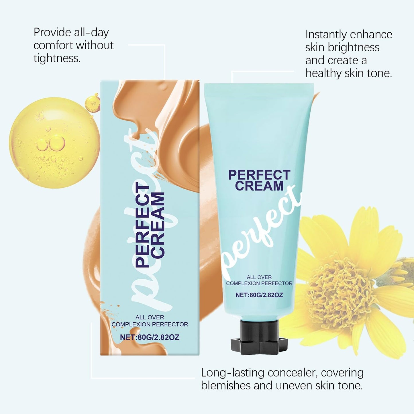 HERBENJOY CC Cream Foundation All-Over Complexion Perfector,Hydrating Skin Tint Full Coverage Concealer,Even Skin Tone Body Makeup Foundation For Mature Skin,Long-Lasting Waterproof & Transfer-Resistant Beauty