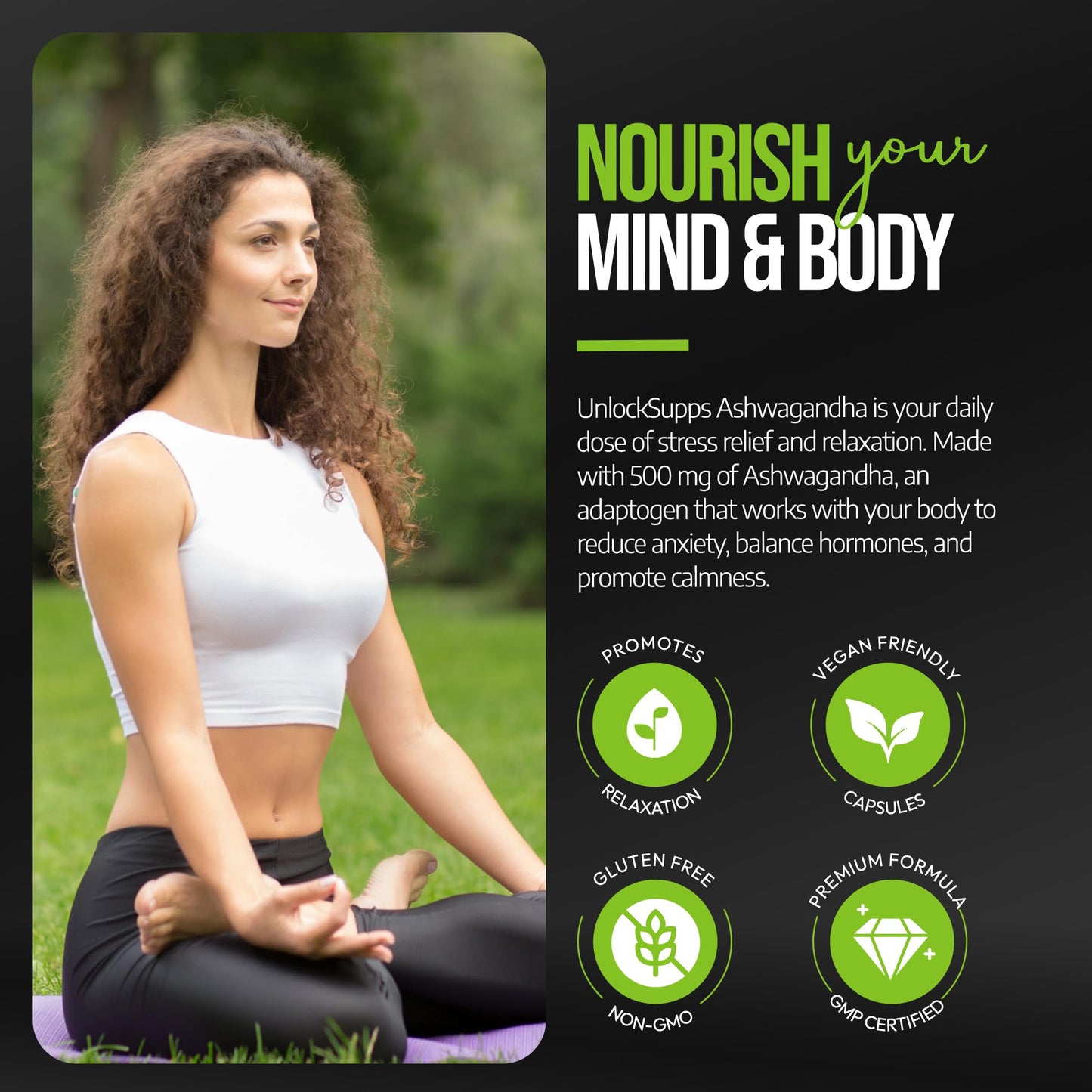 UNLOCKSUPPS UnlockSupps Ashwagandha 500mg - 120 Capsules | Relieve Stress & Boost Stamina | Ashwagandha Capsules with Pure Withania somnifera Root | No Preservatives, Gluten-Free