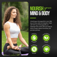 UNLOCKSUPPS UnlockSupps Ashwagandha 500mg - 120 Capsules | Relieve Stress & Boost Stamina | Ashwagandha Capsules with Pure Withania somnifera Root | No Preservatives, Gluten-Free