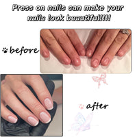 EONFAVE Square Short French False nail - 24Pcs Press on Tips with Glue - White Tip Stick on nail for Women Girls
