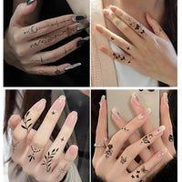 SHEBEEDO Temporary Tattoos Finger Stickers,10 sheets Small Tiny Realistic Fake Finger Tattoos,Semi Permanent Transfer Tattoos Black Flowers Wild Plant Butterfly Fake Tattoos,Waterproof Long Lasting Tattoos