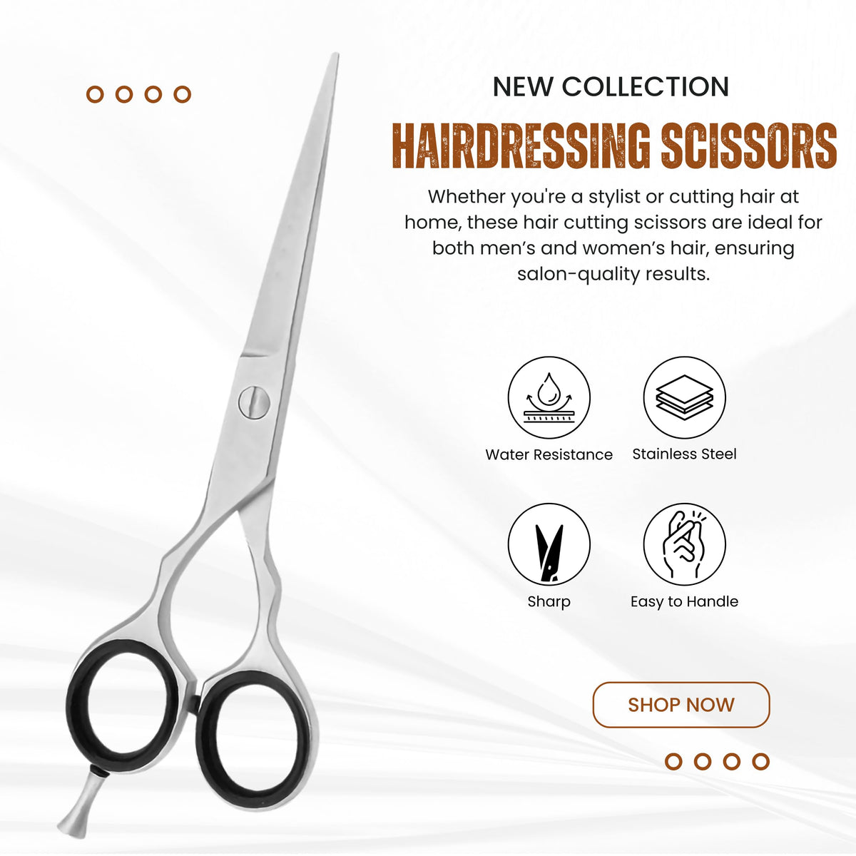 Asm Instruments ASM Professional Hairdressing Scissors Barber Salon Scissor - Heavy Duty Stainless Steel Barbers Scissor for Crafting, Beard & Hair Cutting 6.5" - Perfect Christmas Gifts for Women & Men (Silver)
