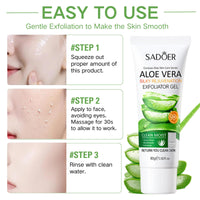 Trendyfave 2PCS Aloe Vera Purifying Exfoliating Gel, Face Scrub Exfoliator With Aloe Vera Gel, Aloe Silky Peeling Gel, Gentle Exfoliating, Exfoliating Face Wash, Exfoliating Gel For Dark Neck, Face&Body