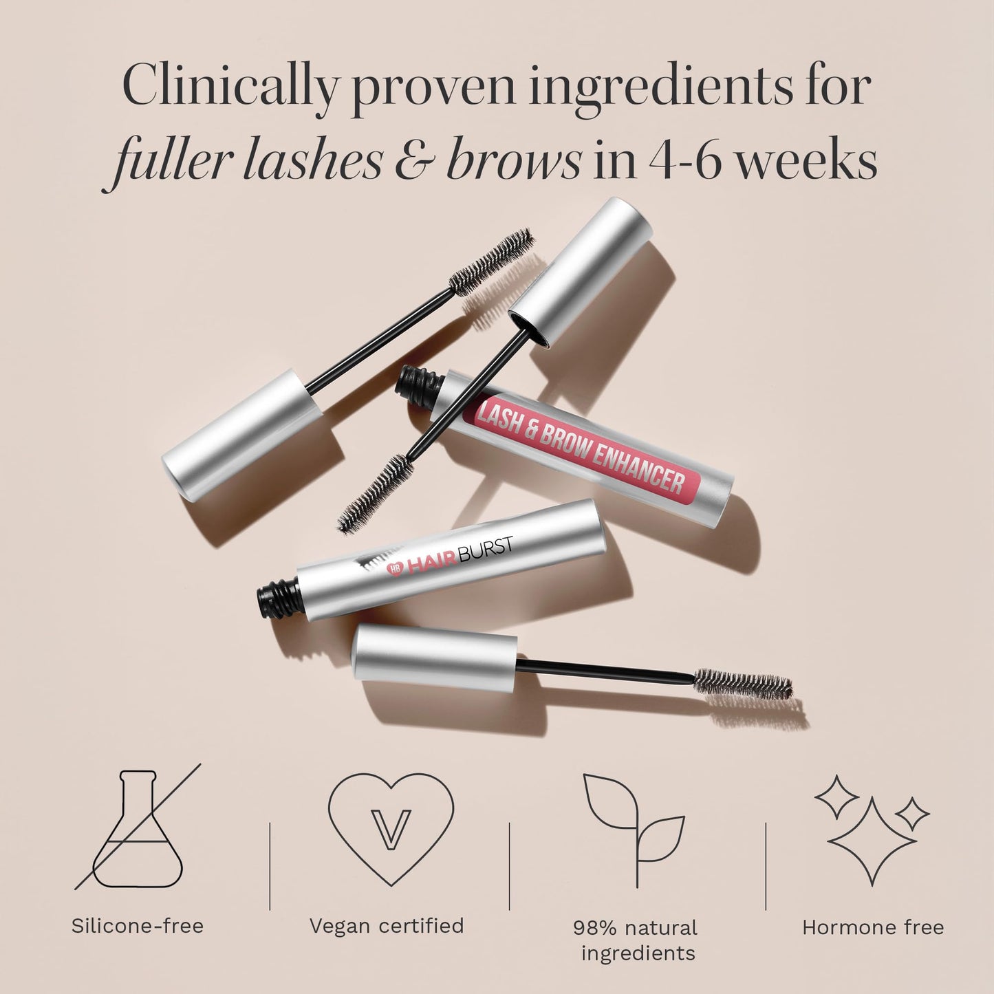 HAIR BURST Eyelash & Brow Growth Serum - Hormone Free, Fuller Lashes 9ml
