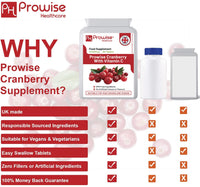 Double Strength Cranberry Tablets 10,000mg I 90 Cranberry Tablets High Strength with Added Vitamin C I Made in The UK by Prowise Healthcare