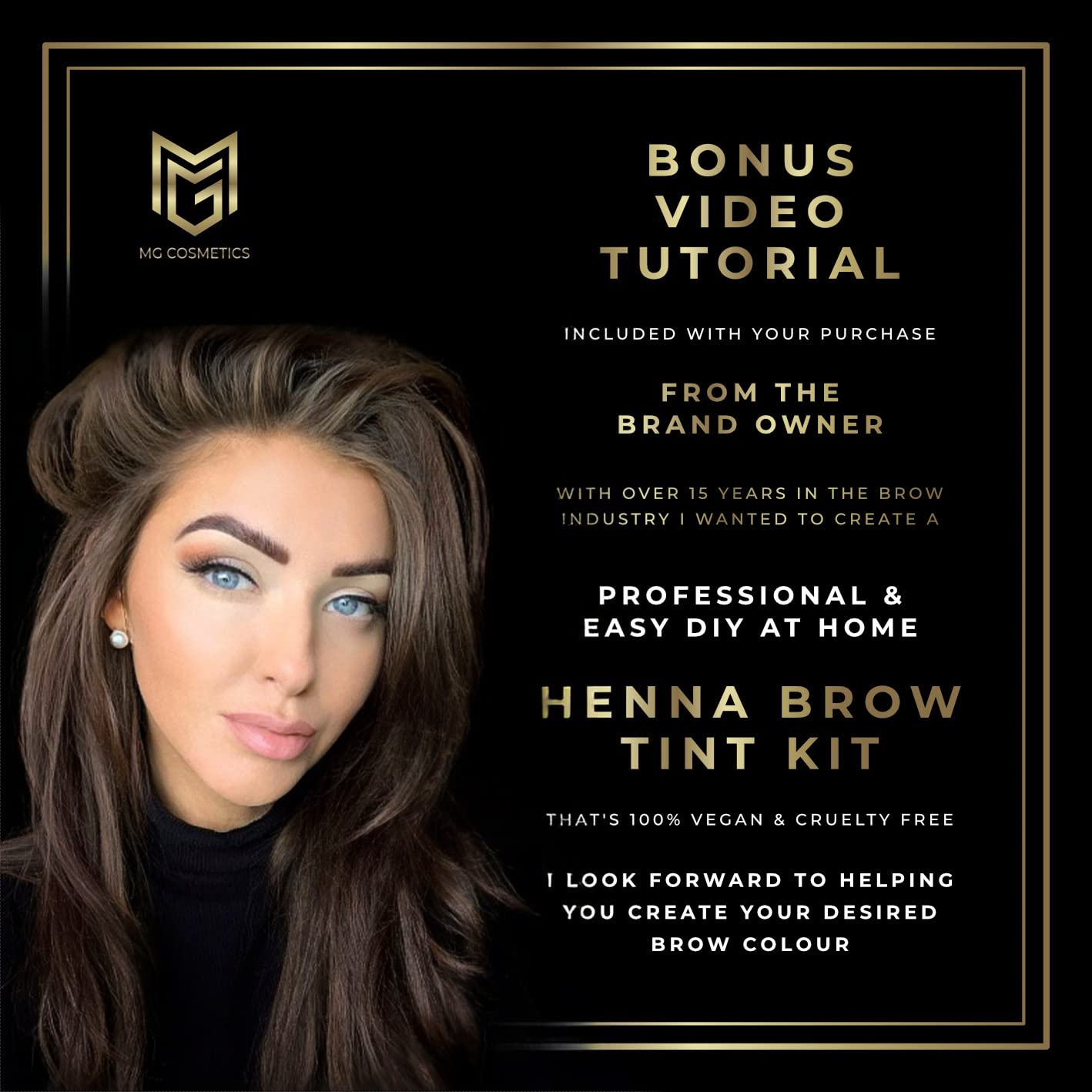 MG Cosmetics Eyebrow Henna Tint Kit Dyes Brow Hair | BONUS VIDEO TUTORIAL | Professional Salon & At Home DIY Brow Coloring kit | Vegan Cruelty Free | Complete Kit Instant Semi Permanent Coloring | MG COSMETICS