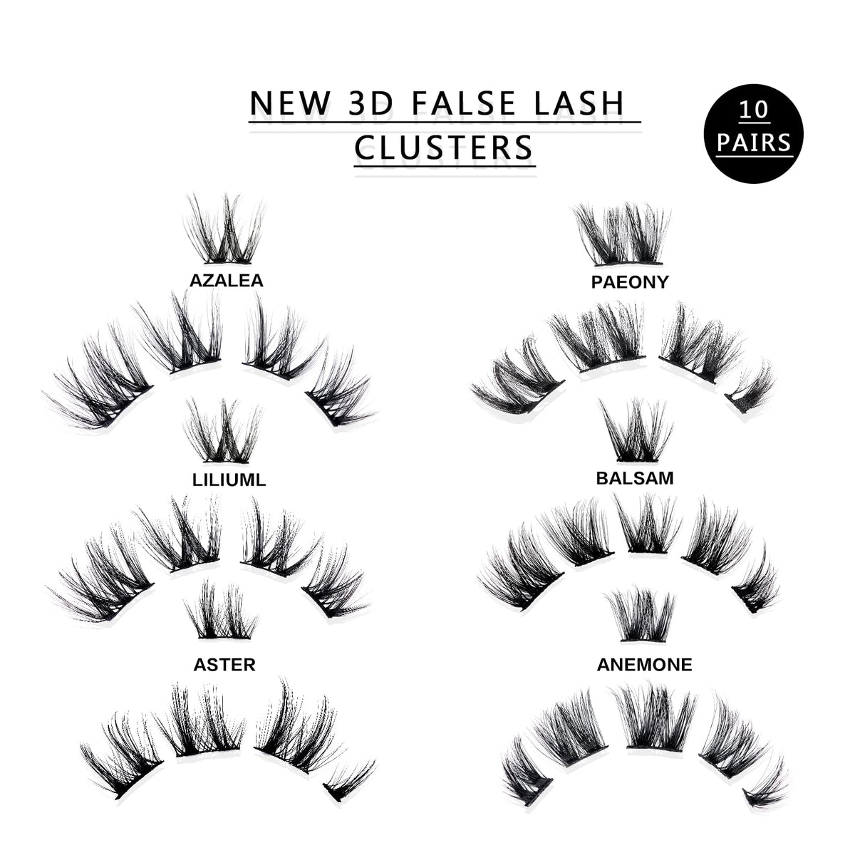 LANKIZ Lash Clusters 8-16mm Fluffy Individual Cat Eye Lashes Natural Look 5D Wispy Cluster Lashes C Curl False Eyelashes DIY Eyelash Extensions Faux Mink Fake Lashes Strip 10 Pairs Pack (Paeony Style)