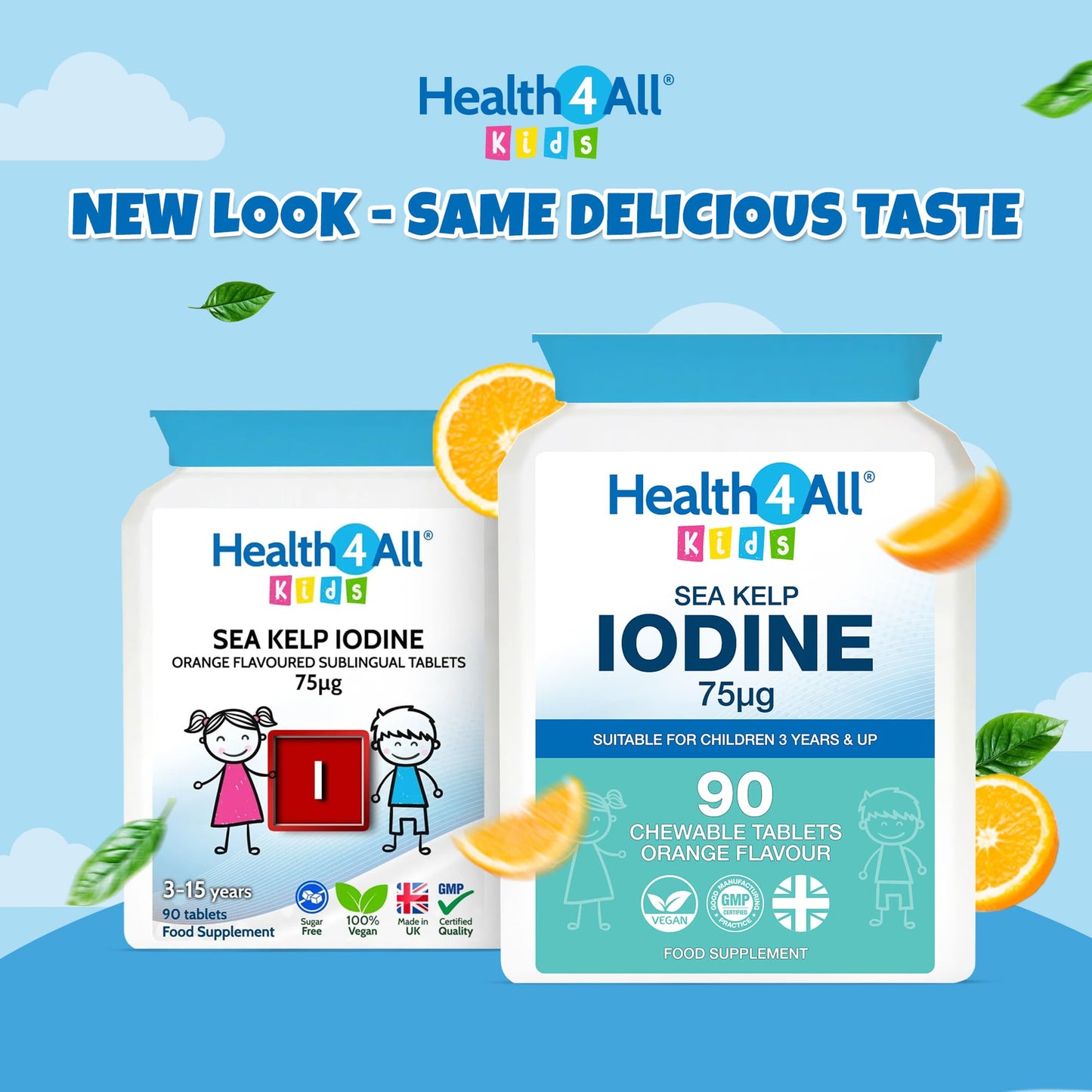 Health4All Kids Sea Kelp Iodine 75mcg 90 Chewable Tablets, Supports Learning & Growth