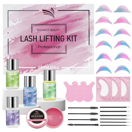 PERMANIA Lash Lift Kit, Lash Lift at Home, Gentle Formula Eyelash Perming Kit & Brow Lamination Kit, Up to 4 Weeks Curl, for Salon and Home Use