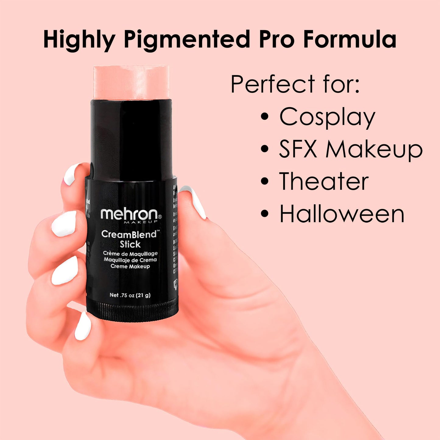 Mehron Makeup CreamBlend Stick | Face Paint, Body Paint, & Foundation Cream Makeup | Body Paint Stick .75 oz (21 g) (Pastel Orange)