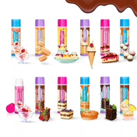 Beauty4Britain Kids Lip Balm Set Sweet Treats - 12 Different Dessert Flavours, Beeswax & Coconut Oil, Colourless, for Girls and Boys