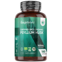 WeightWorld Organic Psyllium Husk Capsules | 1400mg per Serving | 180 Capsules | 3 Months Supply | Prebiotic Fibre Supplement | Soil Association Certified Organic Psyllium Husk Powder Supplement