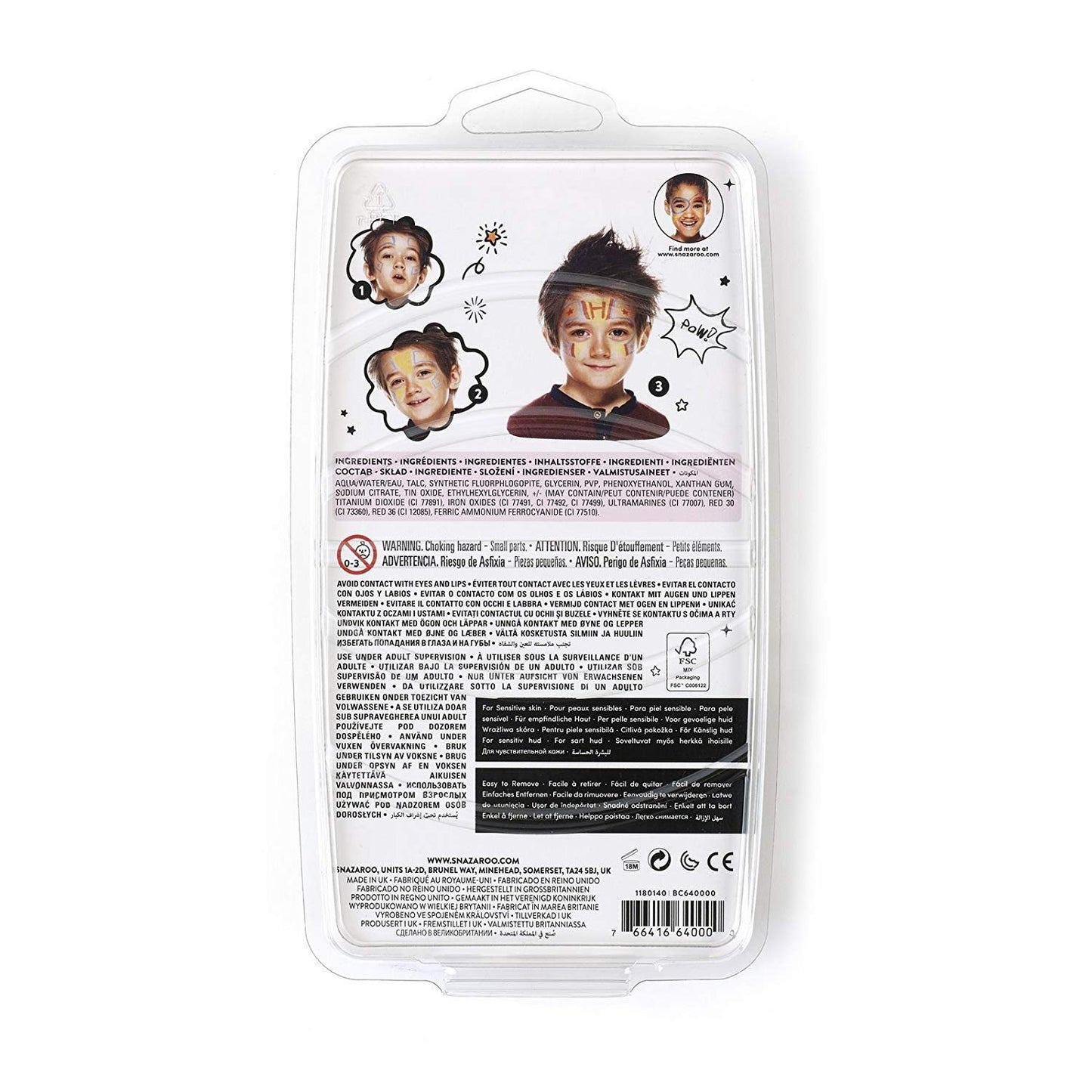 Snazaroo Face Paint Brush Pen, Adventure, Pack of 3, Safe and Non-Toxic, Precision Brush Nib, for Ages 3+