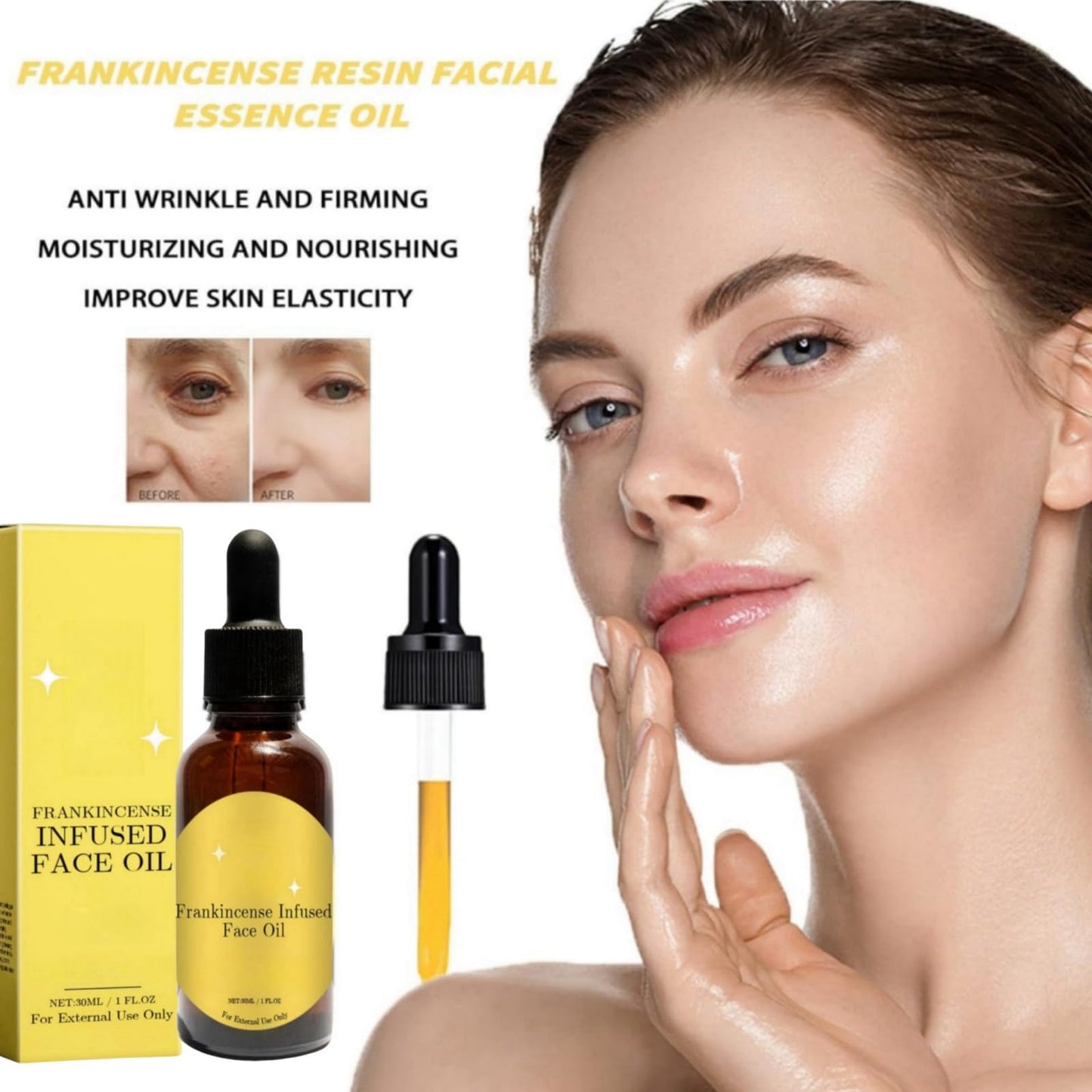 Haiyox Frankincense Resin Oil For Face,Frankincense Resin Oil,Frankincense Resin Oil For Skin,Frankincense Oil For Skin Organic,Smooths Fine Lines And Wrinkles,Cold Pressed Serum Hydrate Skincare,Serum Face