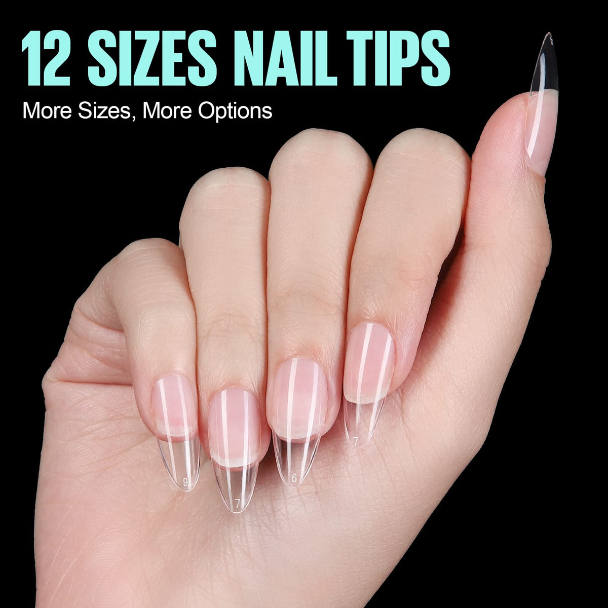 TOMICCA Soft Gel Nail Tips, 240PCS Clear Half Matte Full Cover Nail Tips for Nail Extensions, Pre-Buff No File Nail Tips Traceless for Nail Art Salon and Home DIY, 12 Sizes-MEDIUM SQUARE