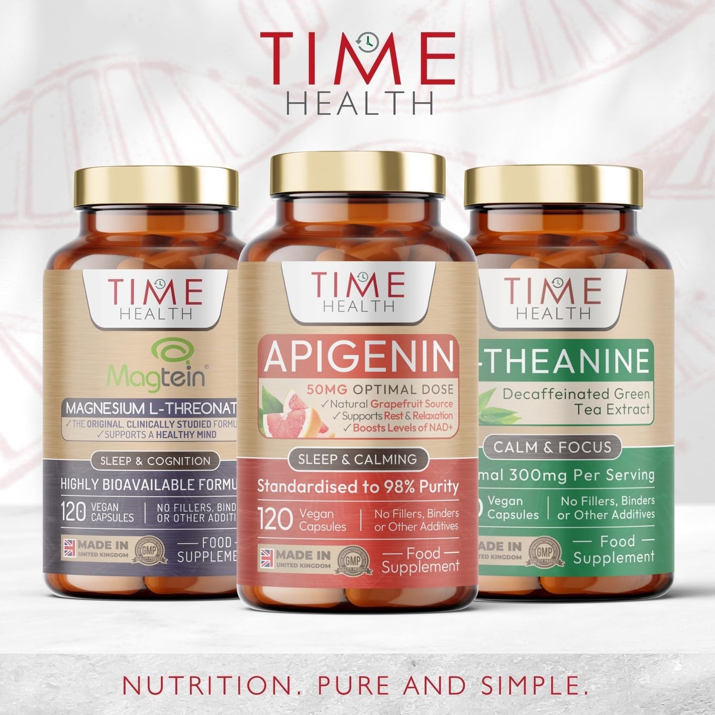 Time Health Apigenin - 50mg x 120 Capsules - 98%+ Purity - Optimal Dose for Sleep & Relaxation Support - NAD+ Booster - Grapefruit Source - UK Made - GMP Standards - Zero Additives (120 Count (Pack of 1))
