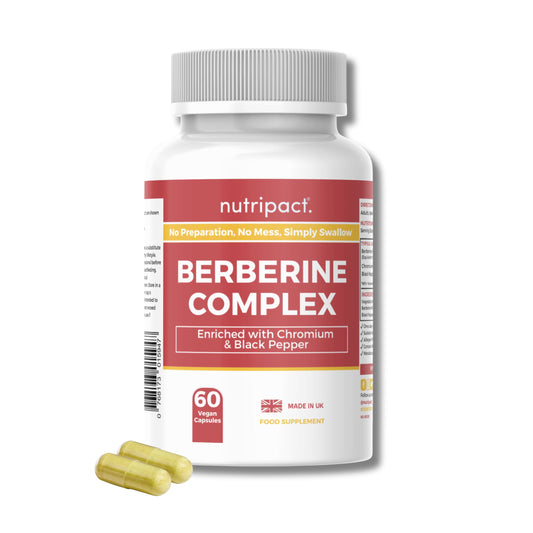 nutripact Nutripact Berberine HCL Supplement with Chromium and Black Pepper - High Strength 500mg - 60 Vegan Capsules (not Tablets) - Made in the UK