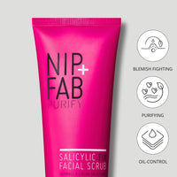 Nip+Fab Nip + Fab Salicylic Acid Fix Scrub for Face with Vitamin E and Volcanic Rock Exfoliating Facial Cleanser Exfoliant for Pores and Oil Control, 75 ml