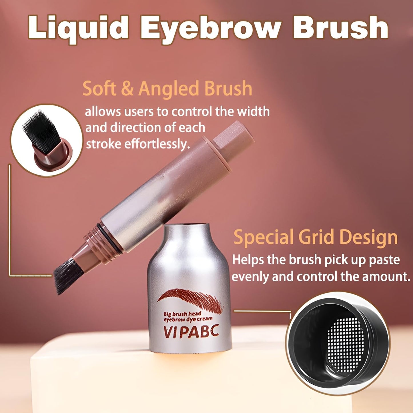 AmiCera Eyebrow Pen Eye Brow Pencil, Brow Fection Angled Brush Liquid Eyebrow Dye Kit - Brush & Power 2 in 1, Long-Lasting Quick Dry Waterproof Sweat-proof Natural Looking Brows, Light Brown