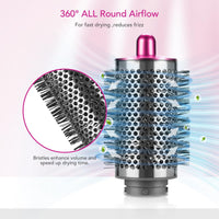 SAZIKA Large Round Volumizing Brush for Dyson Airwrap Styler, Nickel/Fuchsia Big Round Brush Volumizer Attachment for or Dyson Airwrap HS01 HS05 HS08, Smooth Hair,Volumizing and Curly Styling