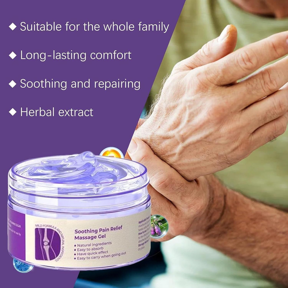 YXtecd Kresin Joint Pain Gel, 100g Massage Purple Gel for Joint Activities Throughout The Body, Soothes Knees, Lumbar, Neck, Hands, and Feet