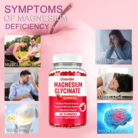 Unerder Magnesium Glycinate Gummies - 400mg High Absorption Formula for Sleep, Stress Relief & Muscle Health - Apple Flavor, 30 Days Supply for Adults,Non-GMO