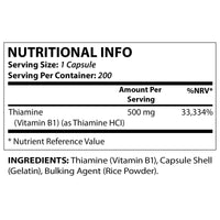Vitamatic Vitamin B1 500mg as Thiamin - Helps Maintain a Healthy Nervous System, (120 Capsules)