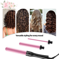 Culwad Curling Wand 3 in 1, Hair Curler Wand Set with 3 Interchangeable Barrels 9/25/32 mm, 180℃-210℃ Temperature Control, Curling Tongs for Short Medium Long Hair