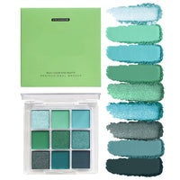 Generic Green Eyeshadow Palette, 9-Color Matte & Glitter Eyeshadow, Easy to Blend, Vibrant Highly Pigmented Eye Makeup Palettes, for Women Stunning Looks Any Occasion