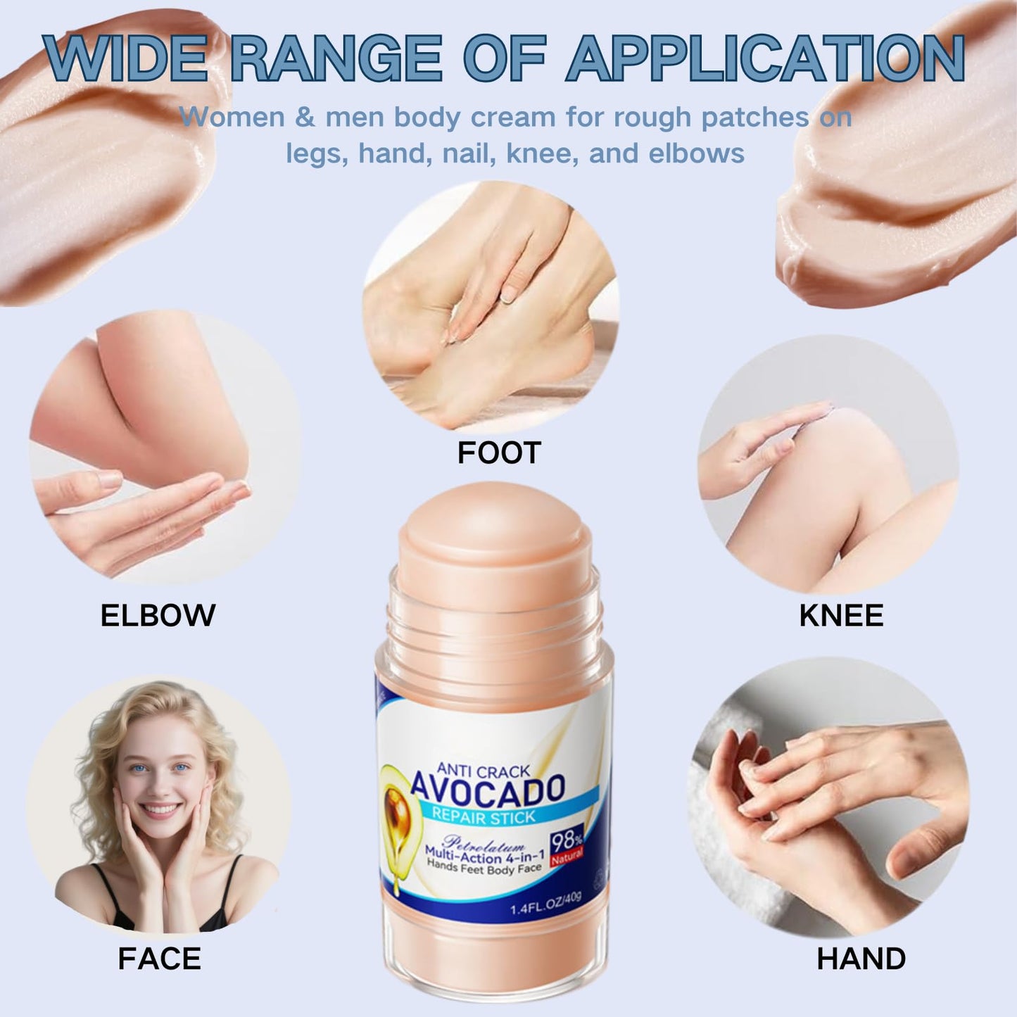 TBeautfave 3PCS Hand & Heel Cream for Very Dry Hands & Foot - Anti Crack Avocado Repair Stick - Urea Foot Cream- Cracked Heel Repair Cream, Hard Skin Remover, Dry Hand & Foot Moisturiser for Women & Men