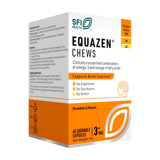 Equazen EQUAZEN Chews | Omega 3 & 6 Supplement | Blend of DHA, EPA & GLA | Supports Brain Function | Suitable for Children from 3+ to Adults | 60 Strawberry Flavoured Chews
