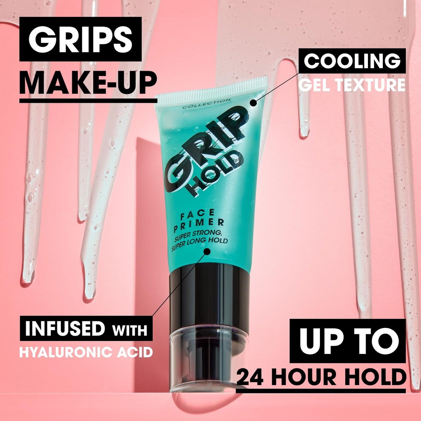 Collection Cosmetics Grip Hold Face Primer, Sticky and Strong, Infused with Hyaluronic Acid, Ensures Make Up Lasts 24 Hours