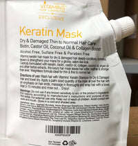 Vitamins Hair Mask Conditioner Keratin Treatment - Biotin Castor and Coconut Oil Deep Conditioning for Thin Fine Hair - Anti Frizz Moisturiser for Curly Straight Dry Damaged & Frizzy Hair