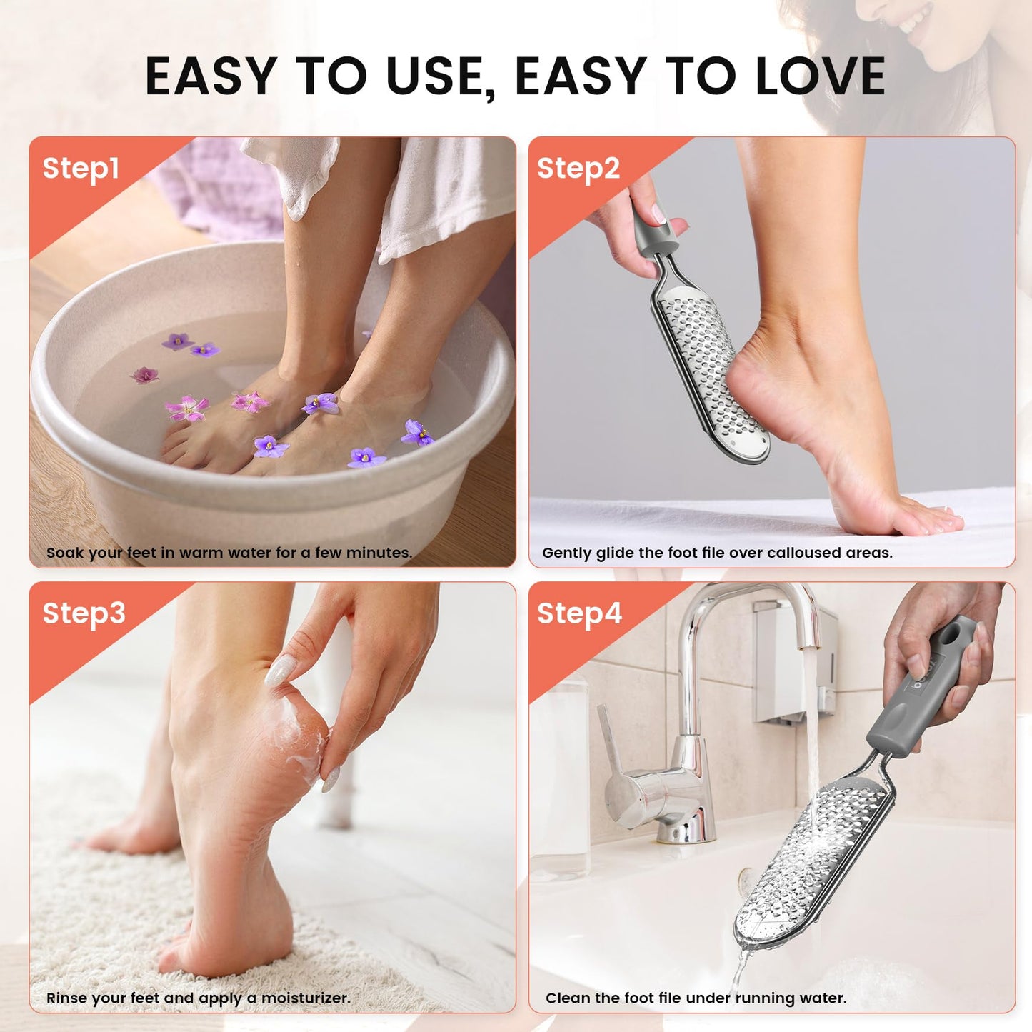 BEZOX Pedicure Foot File Foot Scraper For Hard Skin (XL Size) -Hard Skin Remover Used on Wet or Dry Feet- Huge Plane Surface Foot scrubber For Soft & Smooth Heels(Grey)