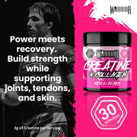 Warrior Creatine Monohydrate Powder + Hydrolysed Collagen Peptides 270g (30 Servings) – Micronised Creatine and Collagen Supplement for Muscle, Hair, Skin, Nails & Joints for Women – Mixed Berry