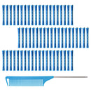 DBOO 60 pcs Small Perm Rods (0.35 Inch) with Tail Comb | Non-Slip Plastic Hair Curlers Rollers for Long & Short Hair | No Heat, Travel-Friendly Perm Kit for Home/Salon Use (Blue)