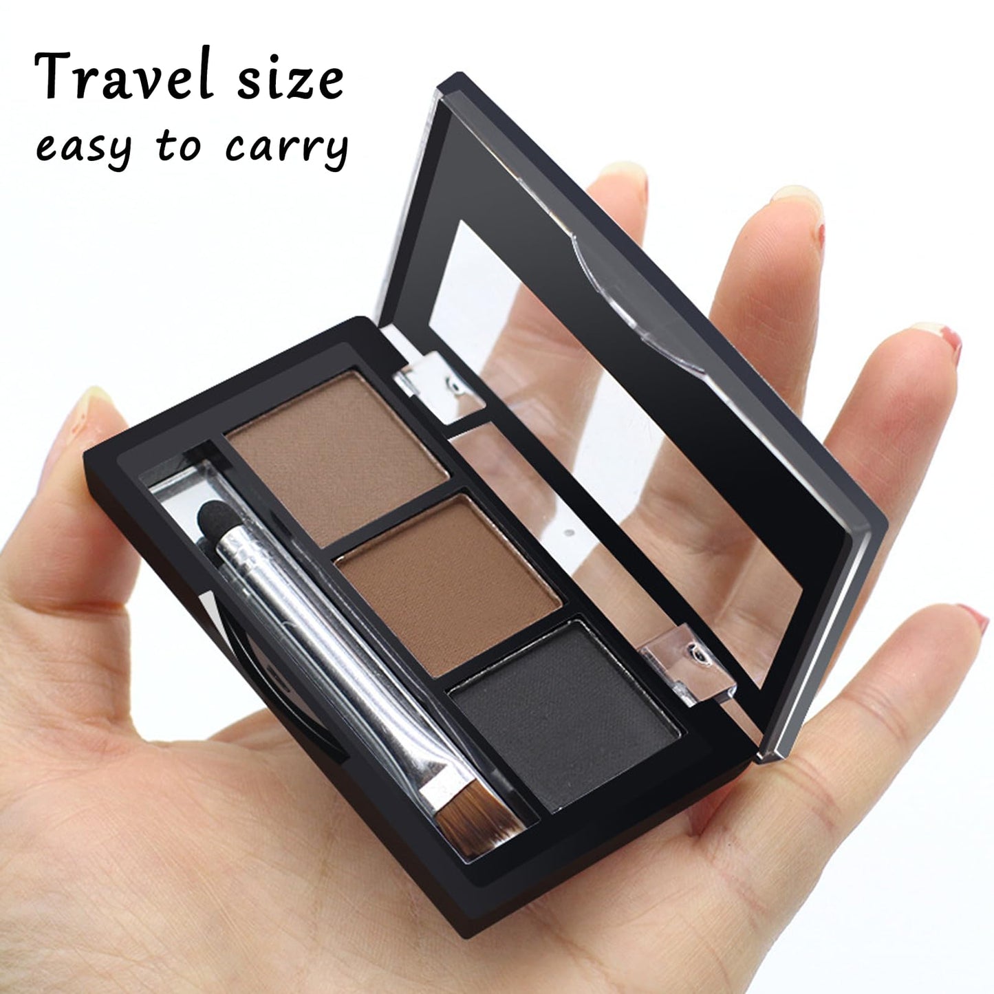 EONFAVE Eyebrow Powder - Three-Color Eyebrow Palette- Eyebrow Pomade - Easy to Apply Eye Makeup kit - Waterproof, sweat-proof, no blooming Long Lasting - Naturally-Looking Brows All Day