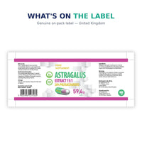 Hepatica Astragalus Membranaceus 6,000mg Equivalent | 400mg 15:1 Extract | Standardised to 20% Polysaccharides (80mg) | 120 Vegan Capsules | 3rd Party Lab Tested