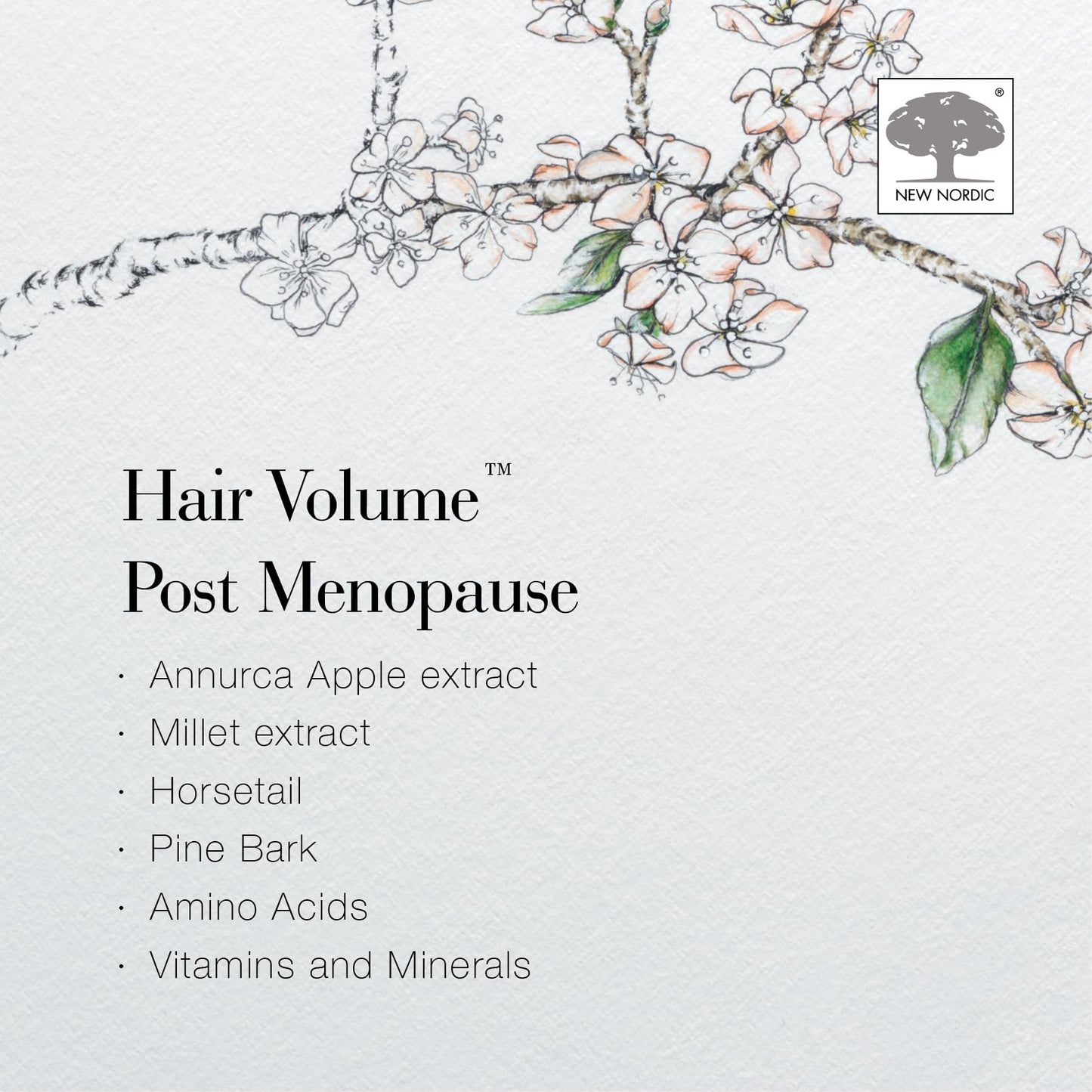 New Nordic Hair Volume Menopause | Supports Healthy Hair Growth | Extra Strength 3000 mcg Biotin, Vitamins B6 and B12 | Nourishes Mature Hair for Women | 30 Tablets