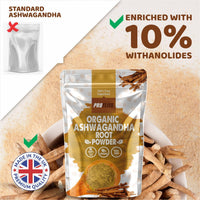Organic Ashwagandha Powder 500g Supports Immunity | Premium Ashwagandha Root Superfood Anxiety, Stress & Fatigue Relief, Sleep Aid, Energy Increase Zero Additives Vegan Powder by PROELITE
