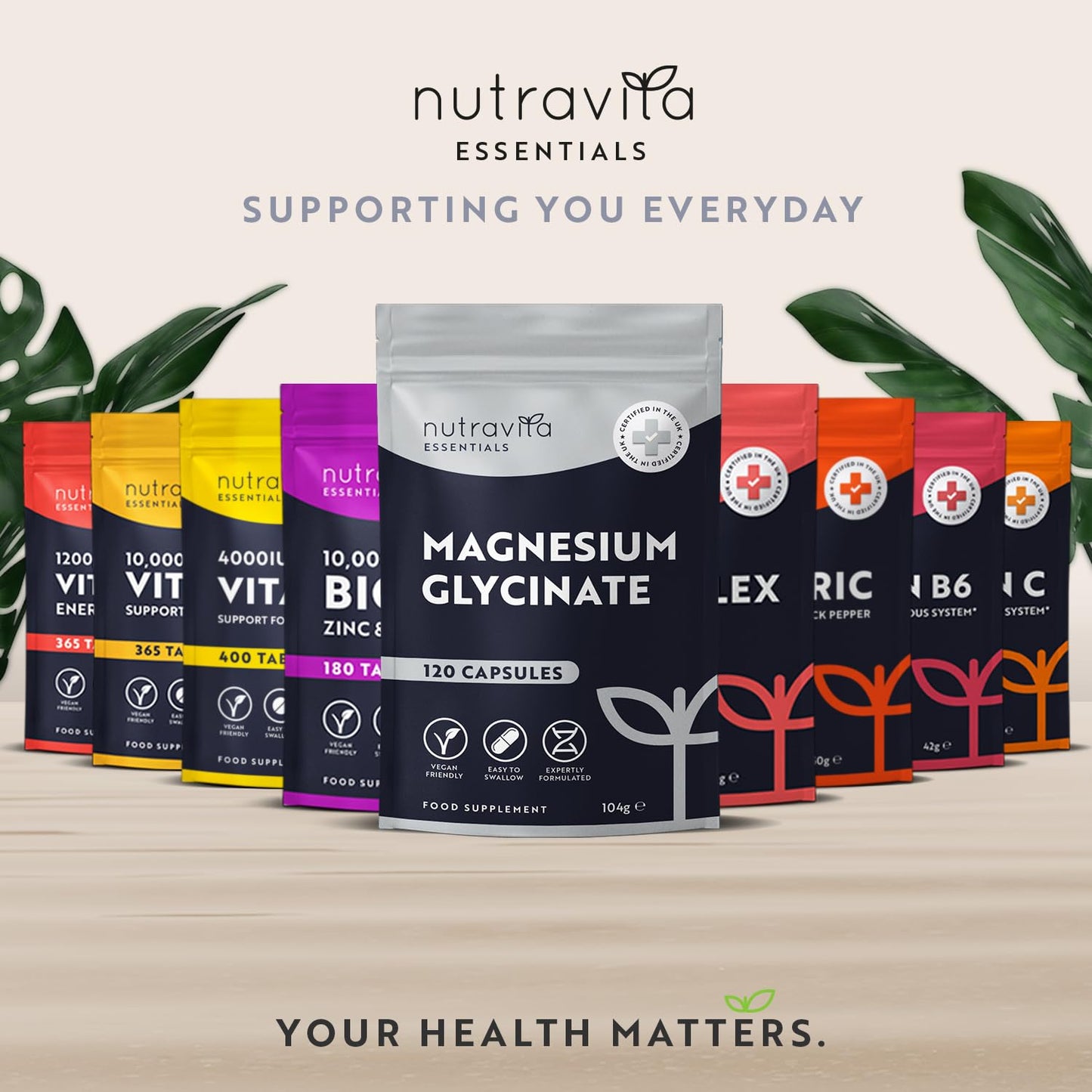 Magnesium Glycinate Supplements 1000mg – 2 x 500mg Magnesium Bisglycinate Caps per Serving - 120 High Strength Capsules Providing 200mg Elemental Magnesium - Magnesium Tablets Alternative - Nutravita