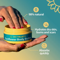 My Trusty Sunflower Body Butter, Suitable for Eczema Prone Skin, Vegan Friendly with Natural Ingredients, Bergamot Orange & Neroli Scent, 200ml