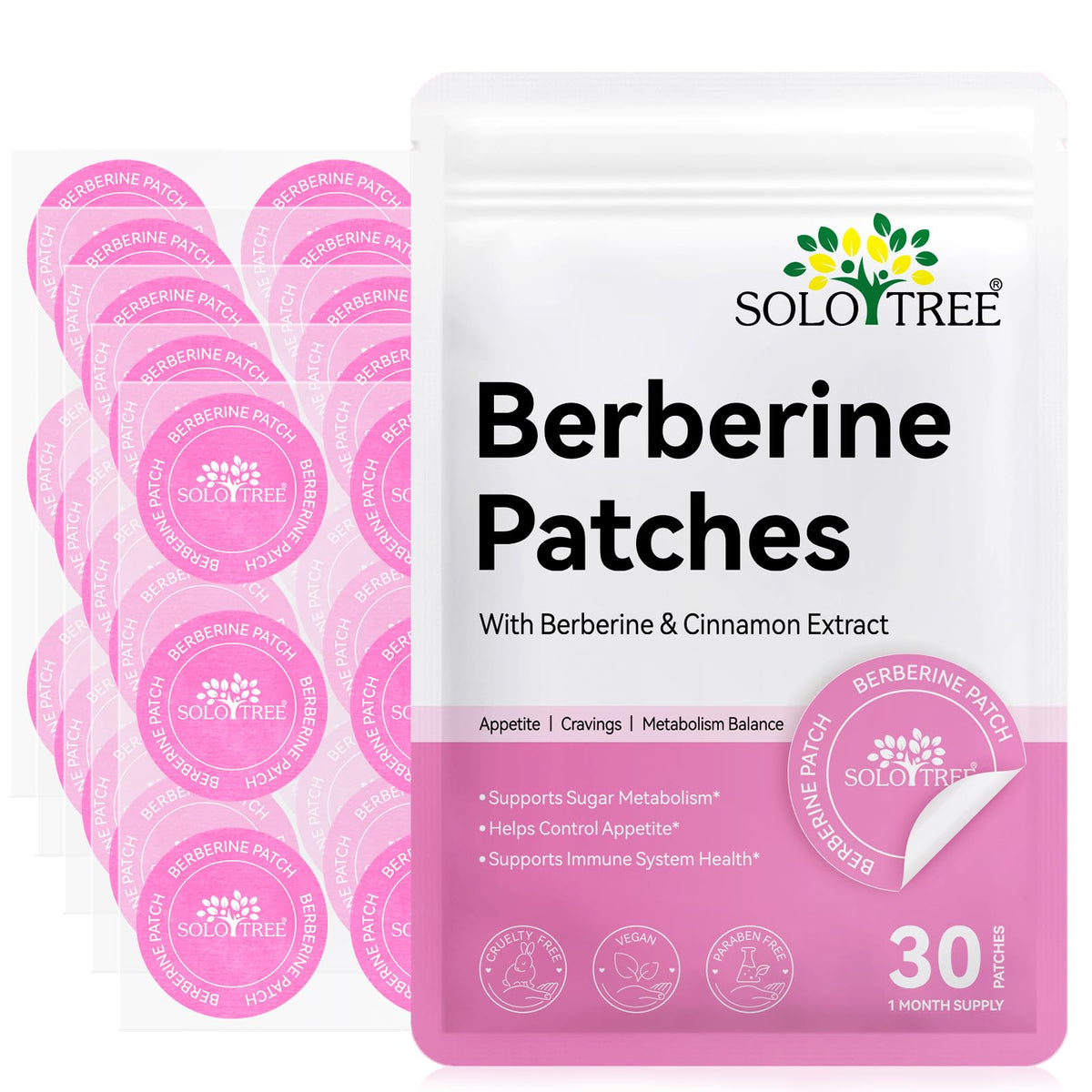 BODY JUICE OIL Berberine Patches Healthy Shape Support, Botanical Plant-Based Formula with Berberine, Chromium - 30 Vegan Patches (30PCS)