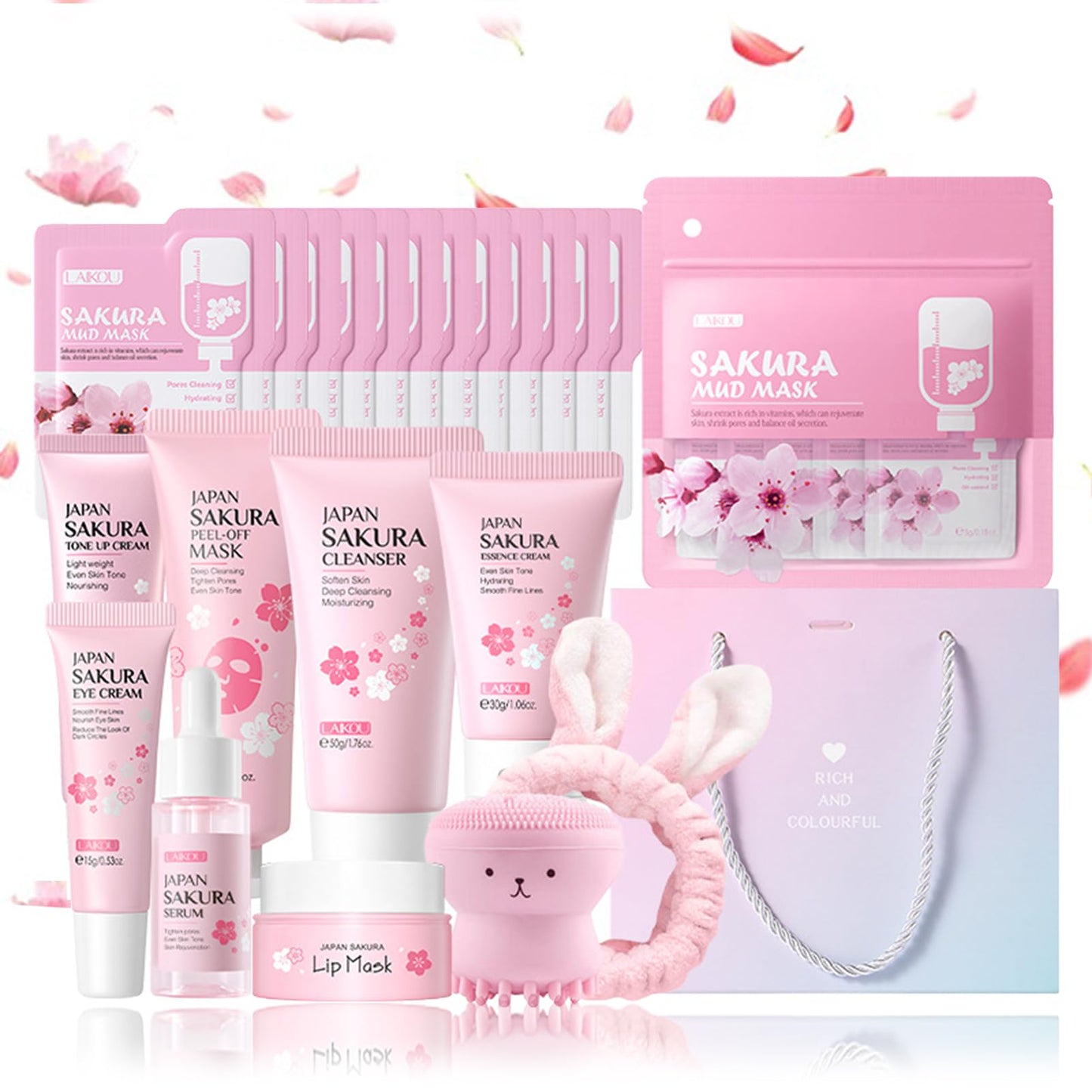 INSKIN Sakura Skin Care Set For Teen Girls, Japan Sakura Skin Care Set For Girls & Women, Skin Care Sets & Kits Daily Care All In One Set, Travel Skincare Set Size, Face Care Set For Women & Girls 32PCS