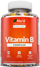 Vitamin B Complex Gummies for Adults & Kids - 90 Vegan Gummies - Vitamins B2, B3, B5, B6, B8, B9, B12, Zinc & Iodine - 3 Month Supply - Supports Energy Production