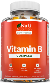 Vitamin B Complex Gummies for Adults & Kids - 90 Vegan Gummies - Vitamins B2, B3, B5, B6, B8, B9, B12, Zinc & Iodine - 3 Month Supply - Supports Energy Production