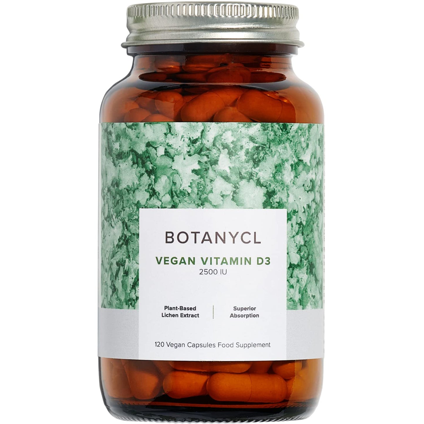 Botanycl Vegan Vitamin D3 | High Strength 2500 IU | Zero Artificial Bulking Agents | 120 Capsules - 4 Month Supply | 100% Plant-Based from Lichen | for Healthy Hair Growth, Mood & Immune Support